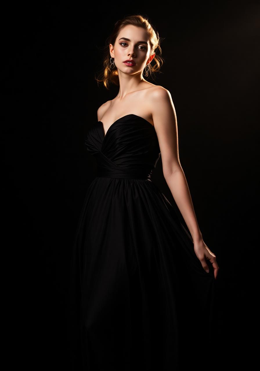 Model in black couture